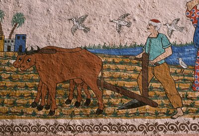 Painted Wall Depicting a Ploughman, West Bank, Luxor by Unknown